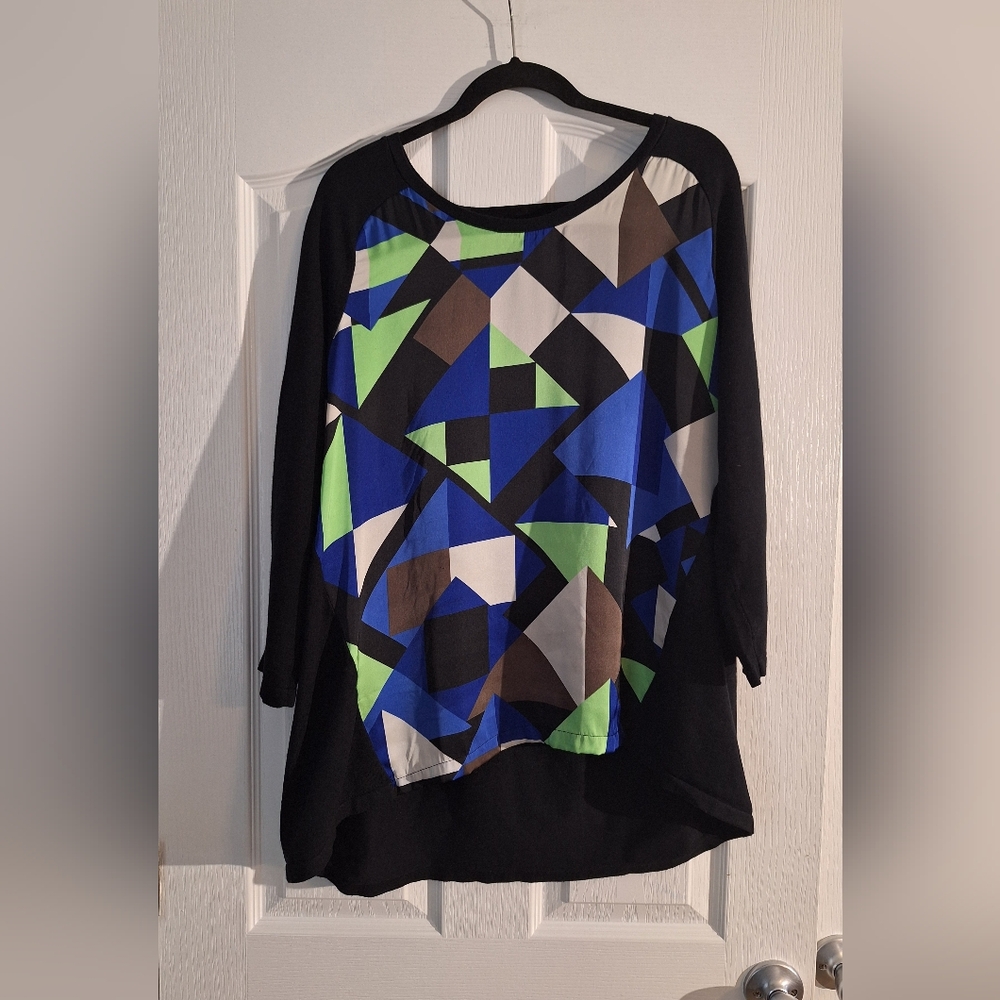 Alfani Multicolor Geometric Blouse